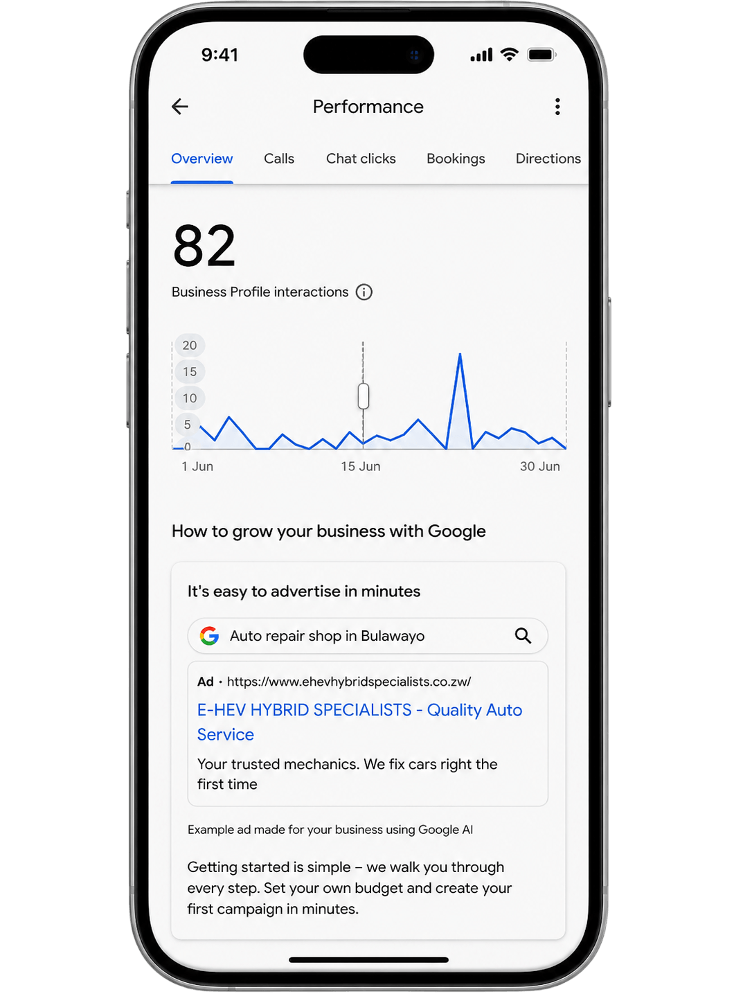 E-HEV Hybrid Google Business Profile showing 82 interactions